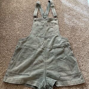 Aerie Gray Denim Overall Shorts